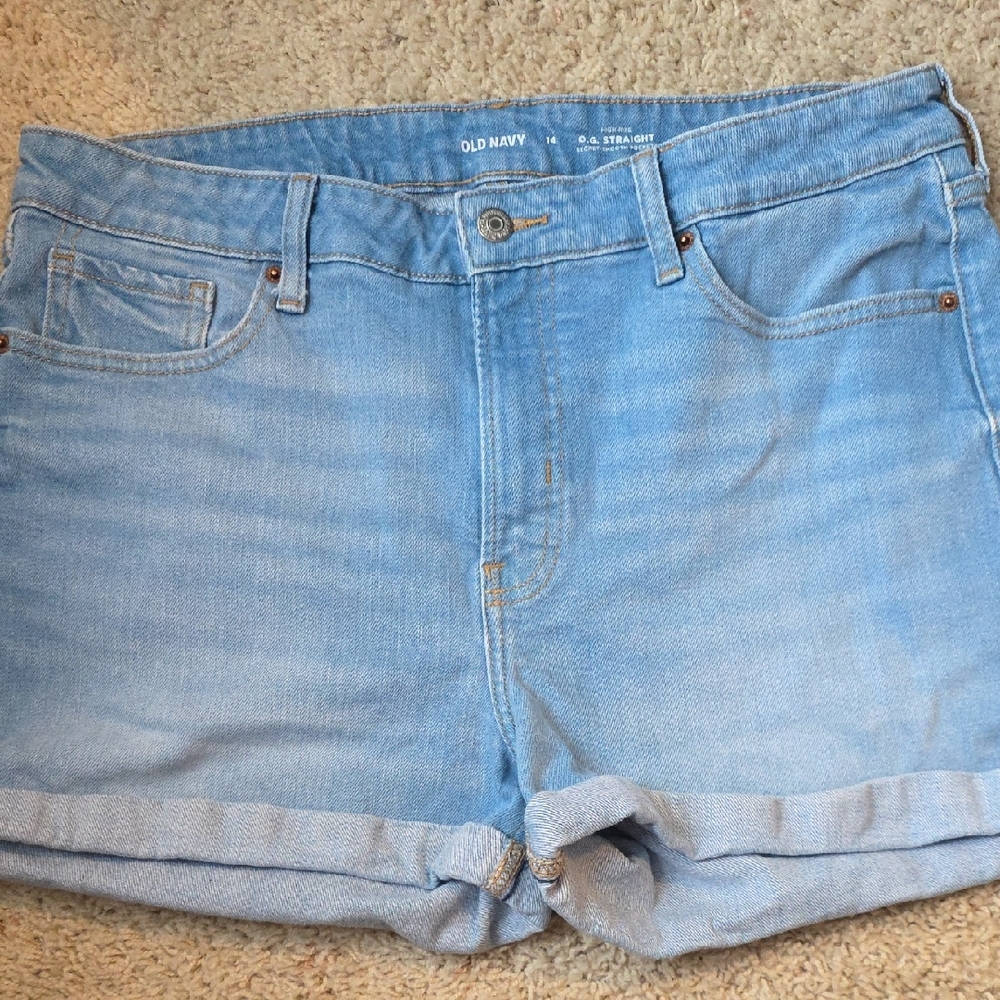 Old Navy Light Blue Cuffed Denim Shorts Size 14